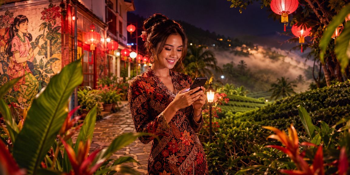 Pengguna dari Pulau Pinang mengakses pertaruhan sukan melalui telefon pintar dengan corak batik